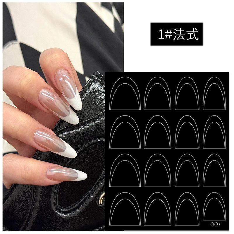 New French Nail Art Stickers Deep V Hollow High Shallow Round Auxiliary Stickers Template A Variety Of Nail Decoration Stickers - Image 3